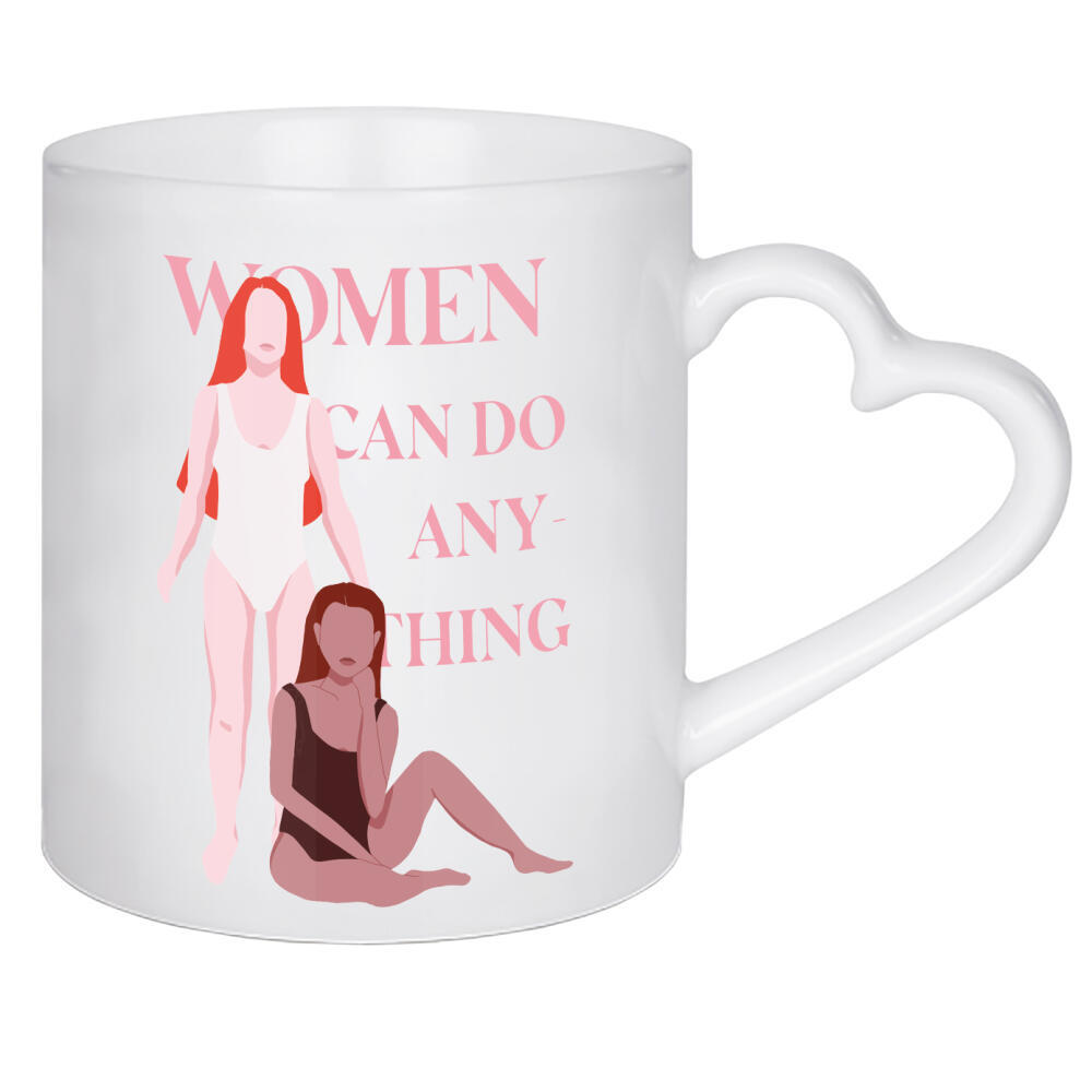 Herztasse "Women can do anything" artboxONE - Typografie,Menschen,Für Mama - Frauen,Menschen,Females,Können,Alles,Typo,Typografie