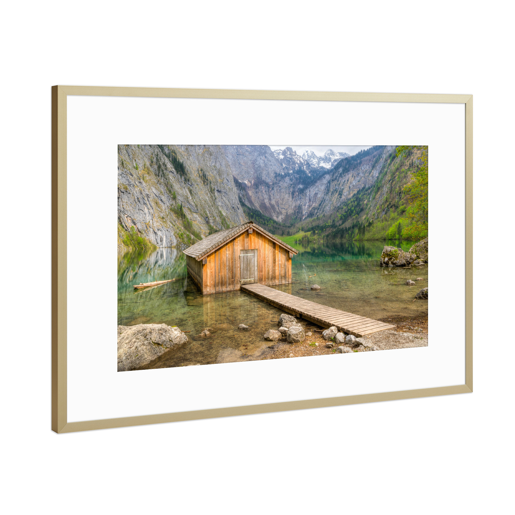 Poster mit Rahmen Gold "Hütte am Obersee" artboxONE - Natur,Reise
