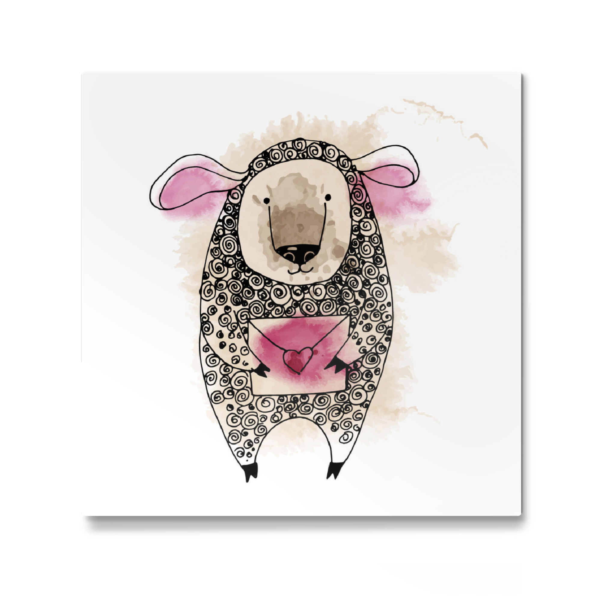 Galerie-Print "Schaf mit Liebesbrief" 30x30 cm artboxONE