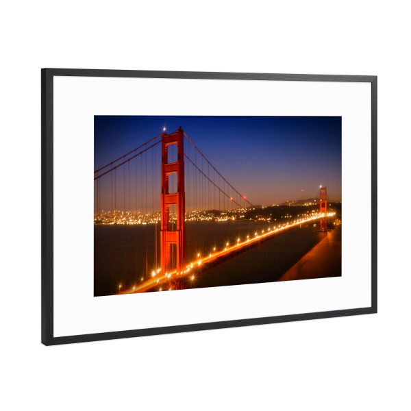 Poster mit Rahmen Schwarz (Metallic) "Golden Gate Bridge am Abend" artboxONE - Städte,Reise,Architektur,Reise / Länder,Städte / San Francisco
