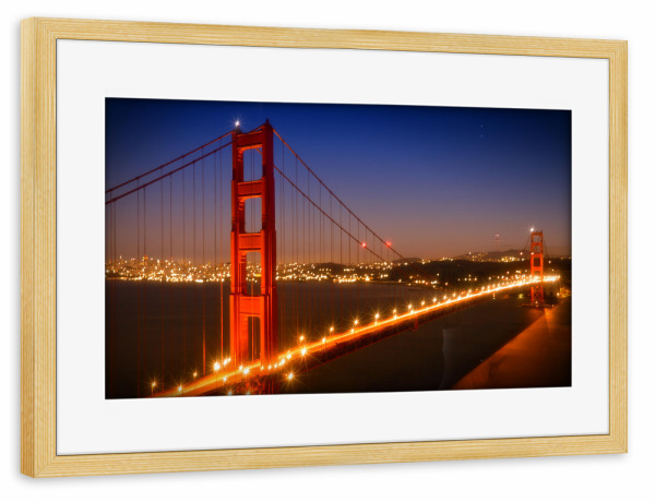 Poster mit Rahmen kiefer "Golden Gate Bridge am Abend" artboxONE - Städte,Reise,Architektur,Reise / Länder,Städte / San Francisco