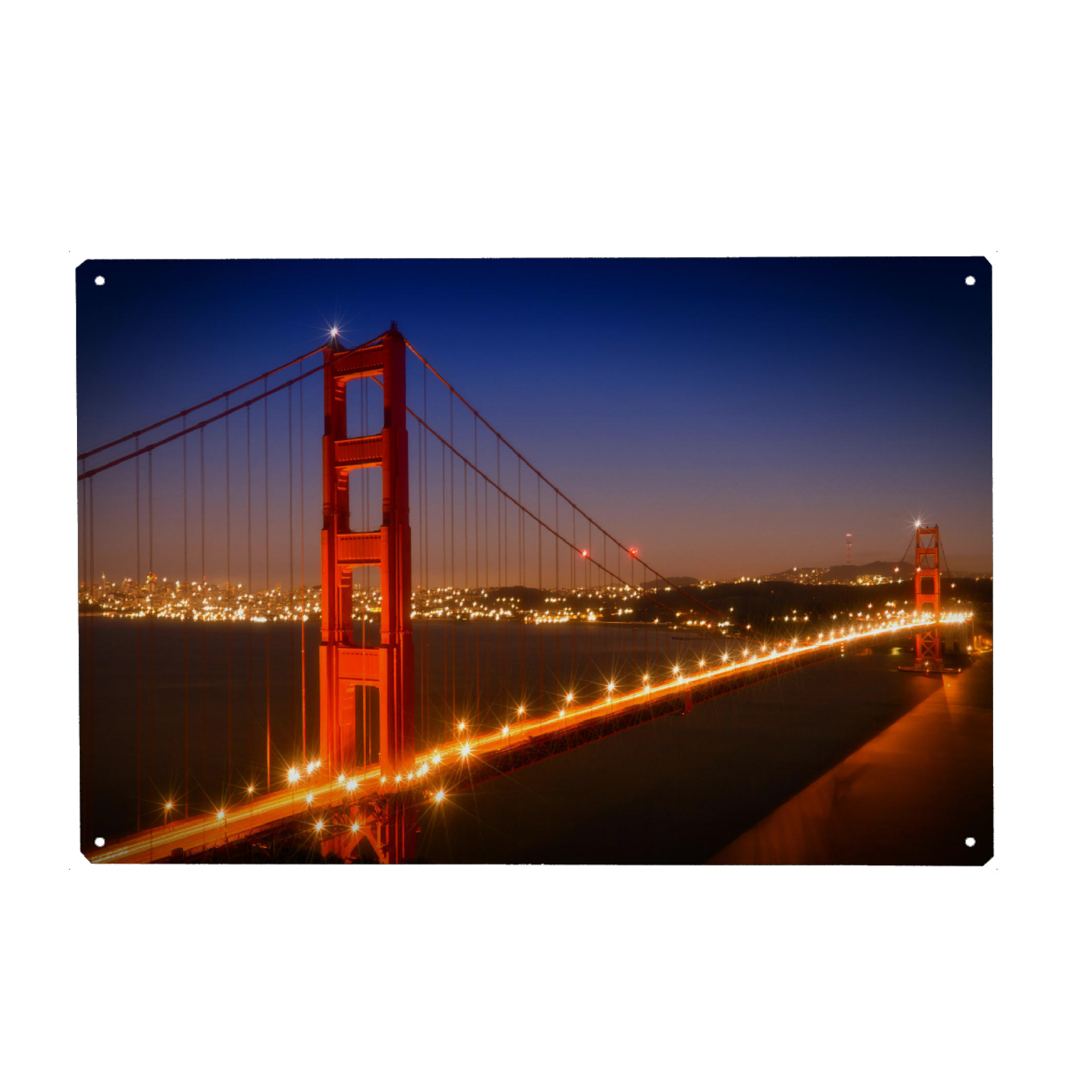 Metall Poster "Golden Gate Bridge am Abend" artboxONE - Städte,Reise,Architektur,Reise / Länder,Städte / San Francisco