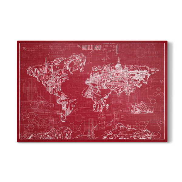 Galerie-Print "World map blueprint 5" 30x20 cm artboxONE