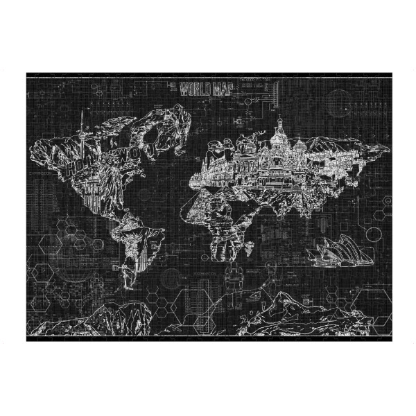 artboxONE Puzzle "World map blue print 4" artboxONE - Typografie,Reise,Abstrakt,Schwarzweiß,Architektur,Kartografie