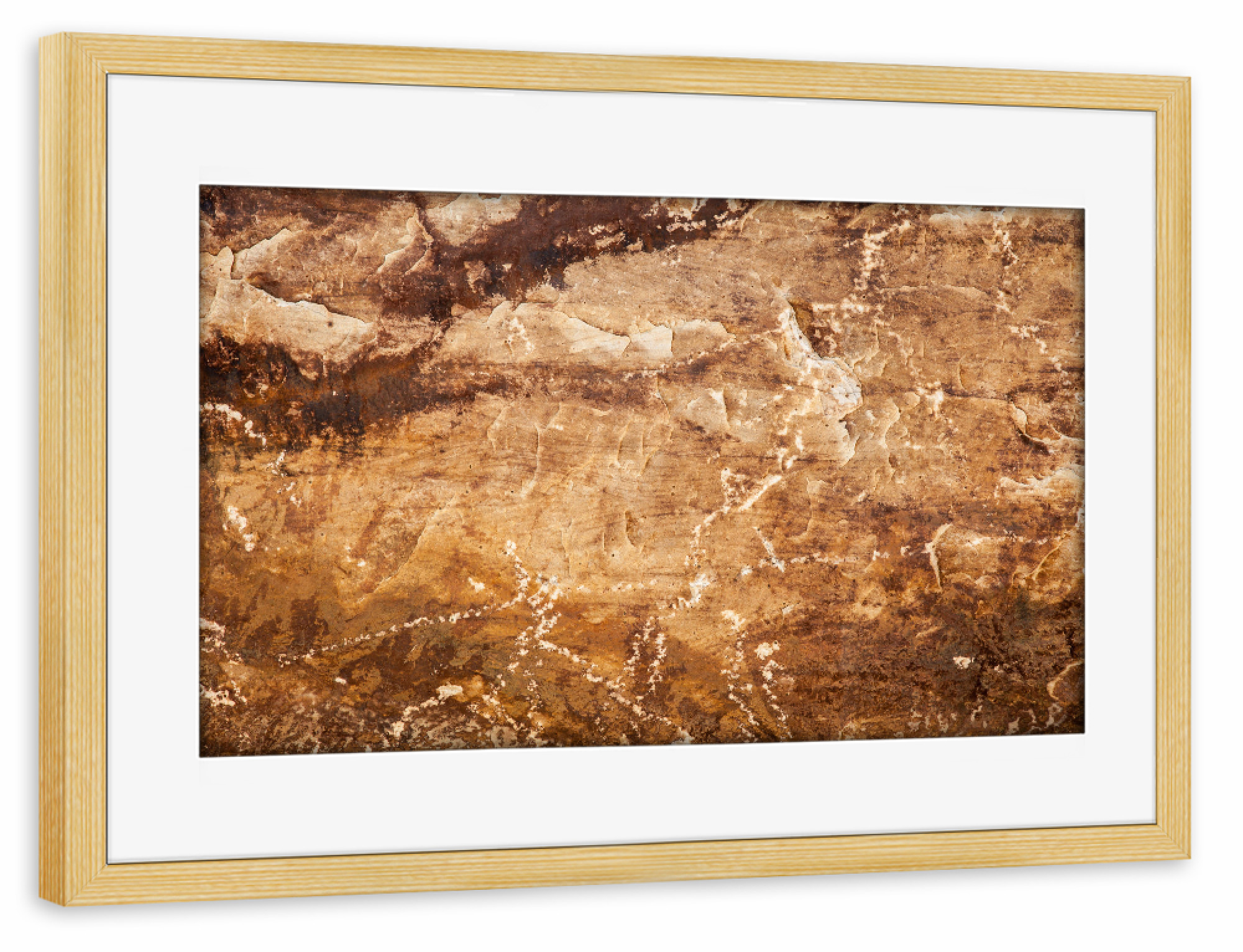 Poster mit Rahmen kiefer "Sandstein" artboxONE - Natur - Stein,Fels,Sandstein,Sedimentstein,Muster,Interessant,Beige