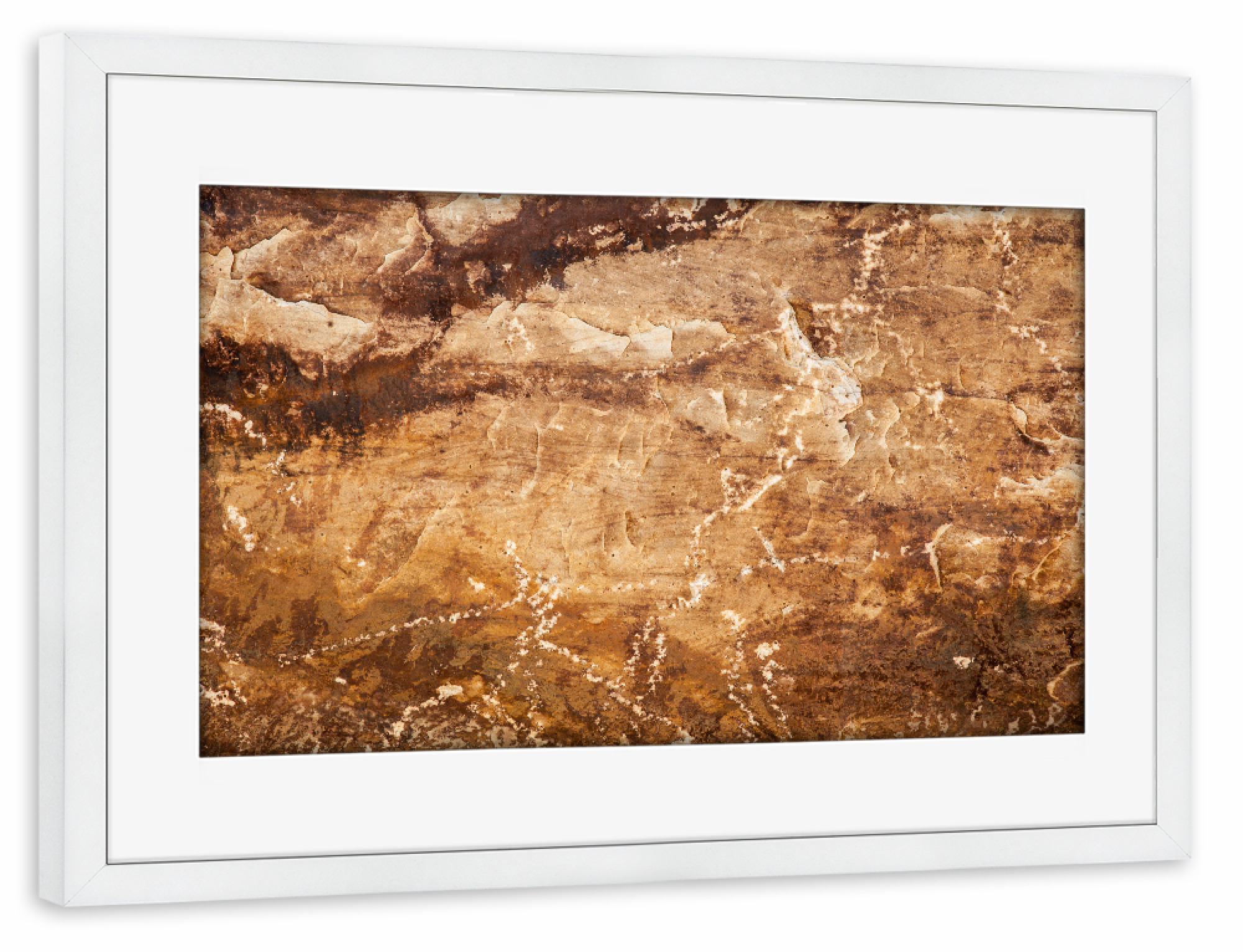Poster mit Rahmen weiß "Sandstein" artboxONE - Natur - Stein,Fels,Sandstein,Sedimentstein,Muster,Interessant,Beige