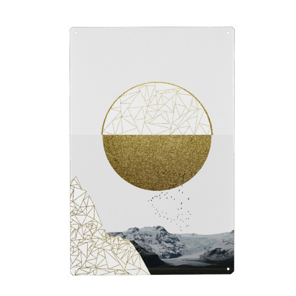 Holzbild "Geometric moon II" artboxONE - Natur,Abstrakt,Geometrie - Geometrie,Mond,Fotografie,Berge,Golden,Sonnenaufgang,Sonnenutnergang,Wellen,Meer