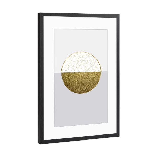 Poster mit Rahmen Schwarz (Metallic) "Geometric moon I" artboxONE - Abstrakt,Geometrie