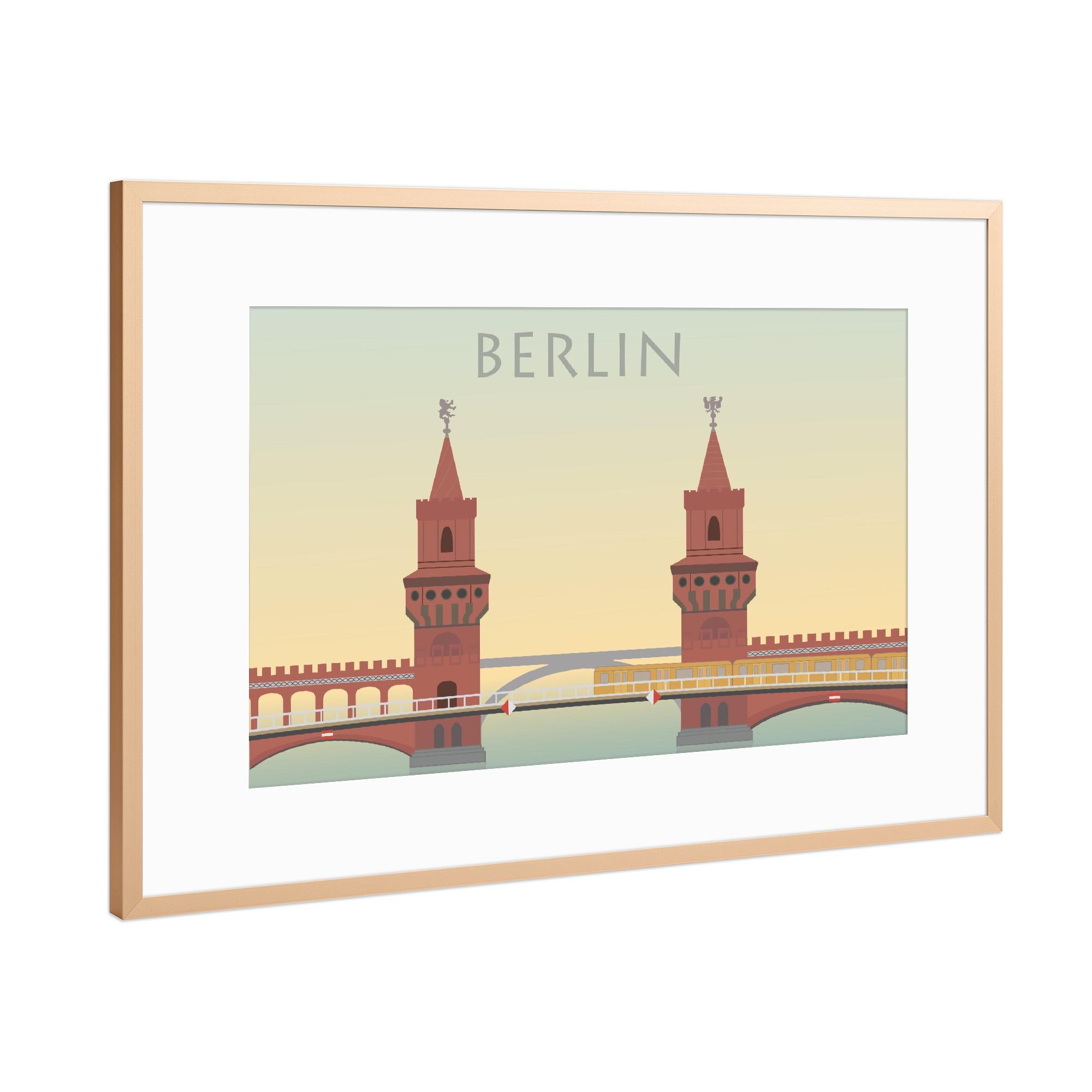 Poster mit Rahmen Kupfer "Oberbaum Brücke" artboxONE - Städte / Berlin - Oberbaum brücke,Berlin,Großstadt,U-bahn,Spree,Deutschland,Hauptstadt