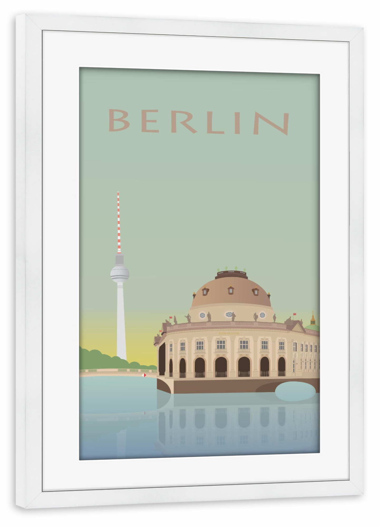 Poster mit Rahmen weiß "Bode-Museum" artboxONE - Städte / Berlin - Bode museum,Berlin,Großstadt,Fernsehturm,Hauptstadt,Deutschland