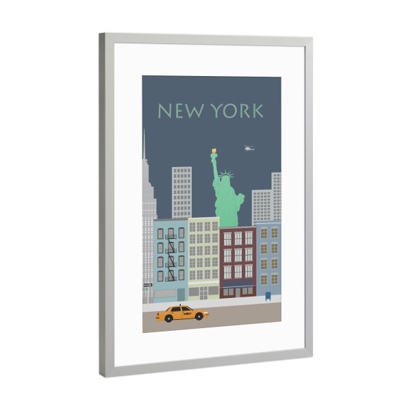 Poster mit Rahmen Silber "New York 7" artboxONE - Städte / New York