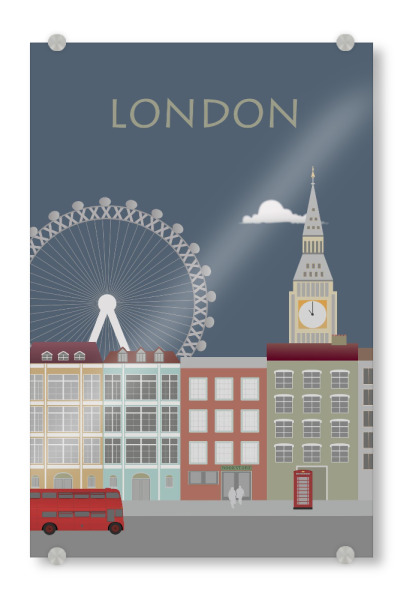 Acrylglasbild "London 5" artboxONE - Städte / London - London,Großstadt,London eye,Big ben,Londonbus,Hauptstadt,Königin,Monarchie,Königshaus