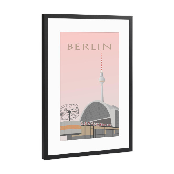Poster mit Rahmen Schwarz (Metallic) "Alexanderplatz 2" artboxONE - Städte / Berlin,Reise,Architektur