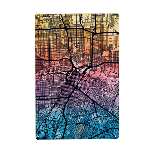 Metall Poster "Houston Texas City Street Map 4" artboxONE - Städte,Kartografie