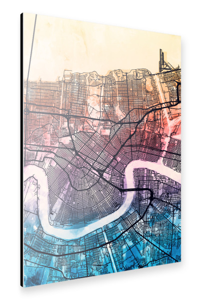 Alu-Dibond "New Orleans Street Map 4" 30x20 cm artboxONE
