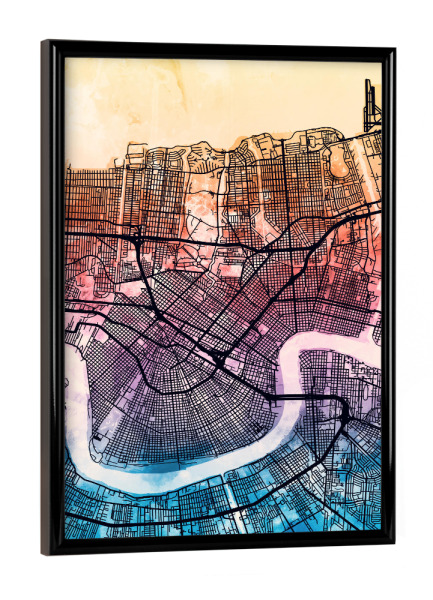 Poster mit schwarzem Rahmen "New Orleans Street Map 4" artboxONE - Städte,Kartografie