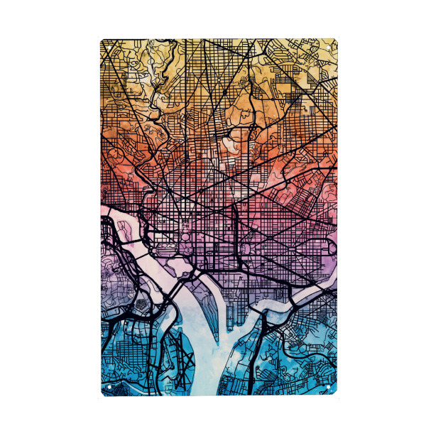 Metall Poster "Washington DC Street Map 5" artboxONE - Städte,Städte / Washington,Kartografie