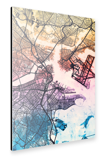 Alu-Dibond "Boston Massachusetts Street Map 5" 30x20 cm artboxONE