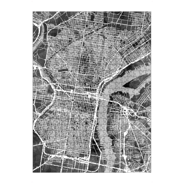 Puzzle Ravensburger "Philadelphia Pennsylvania Street Map 4" artboxONE - Städte,Schwarzweiß,Kartografie