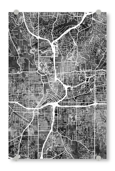 Acrylglasbild "Atlanta Georgia City Map 4" artboxONE - Städte,Schwarzweiß,Kartografie