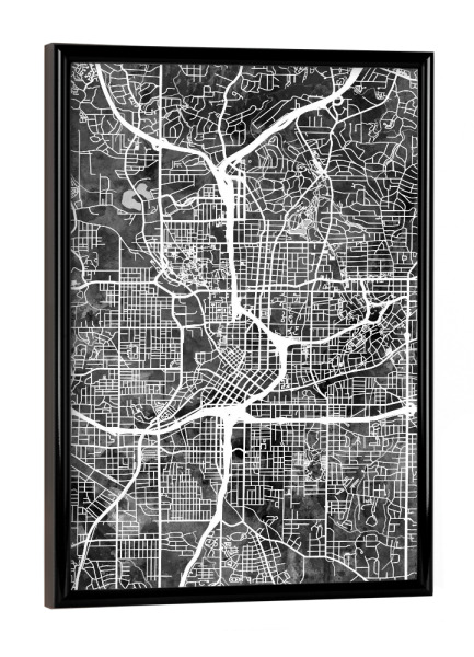 Poster mit schwarzem Rahmen "Atlanta Georgia City Map 4" artboxONE - Städte,Schwarzweiß,Kartografie
