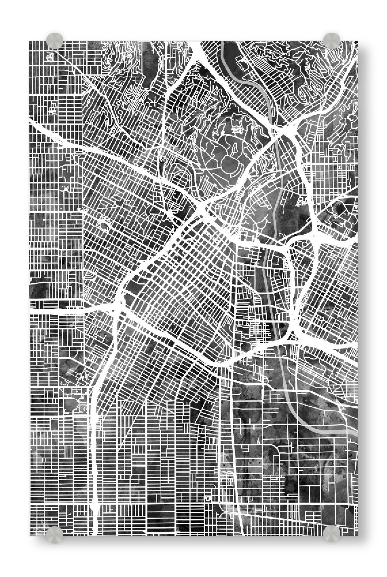 Acrylglasbild "Los Angeles City Street Map 4" artboxONE - Städte,Schwarzweiß,Städte / Los Angeles,Kartografie