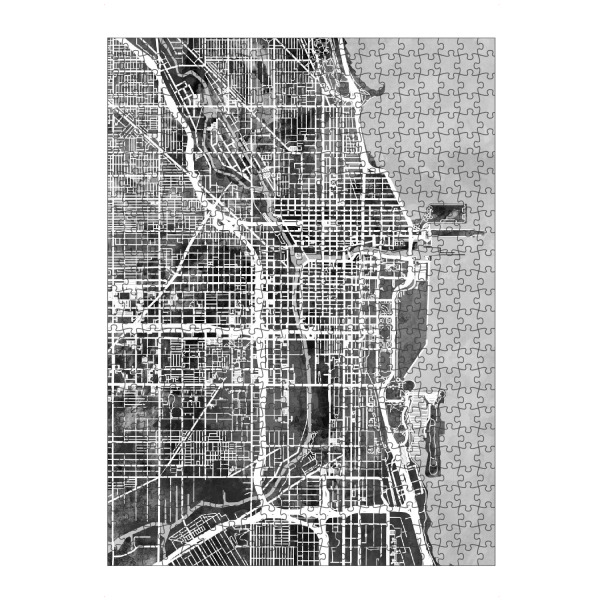 artboxONE Puzzle "Chicago City Street Map 4" artboxONE - Städte,Schwarzweiß,Städte / Chicago,Kartografie