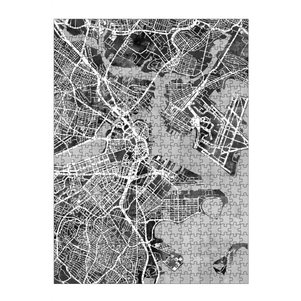 Puzzle Ravensburger "Boston Massachusetts Street Map 4" artboxONE - Städte,Schwarzweiß,Städte / Boston,Kartografie
