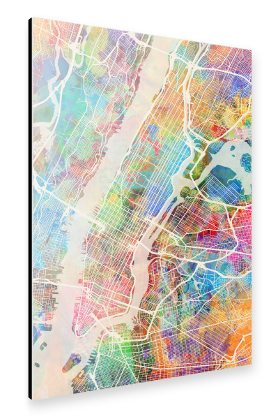 Alu-Dibond "New York City Street Map 3" 30x20 cm artboxONE