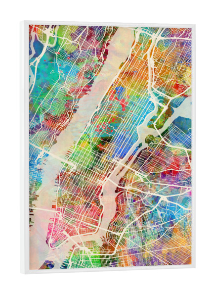 Poster mit weißem Rahmen "New York City Street Map 3" artboxONE - Städte,Städte / New York,Kartografie