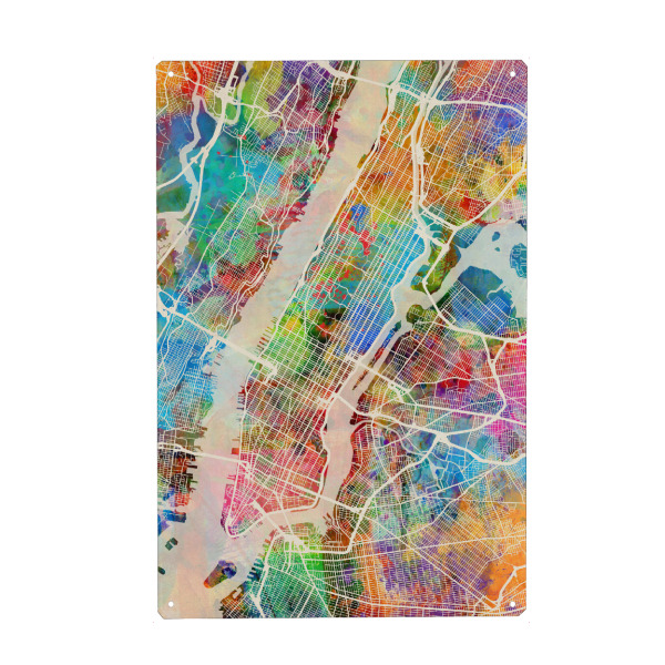 Metall Poster "New York City Street Map 3" artboxONE - Städte,Städte / New York,Kartografie