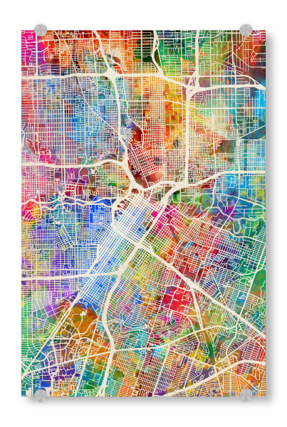 Acrylglasbild "Houston Texas City Street Map 3" artboxONE - Städte,Kartografie