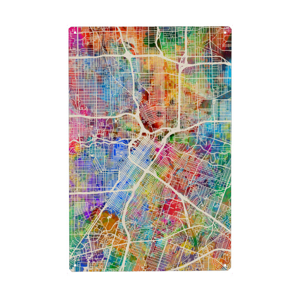 Metall Poster "Houston Texas City Street Map 3" artboxONE - Städte,Kartografie