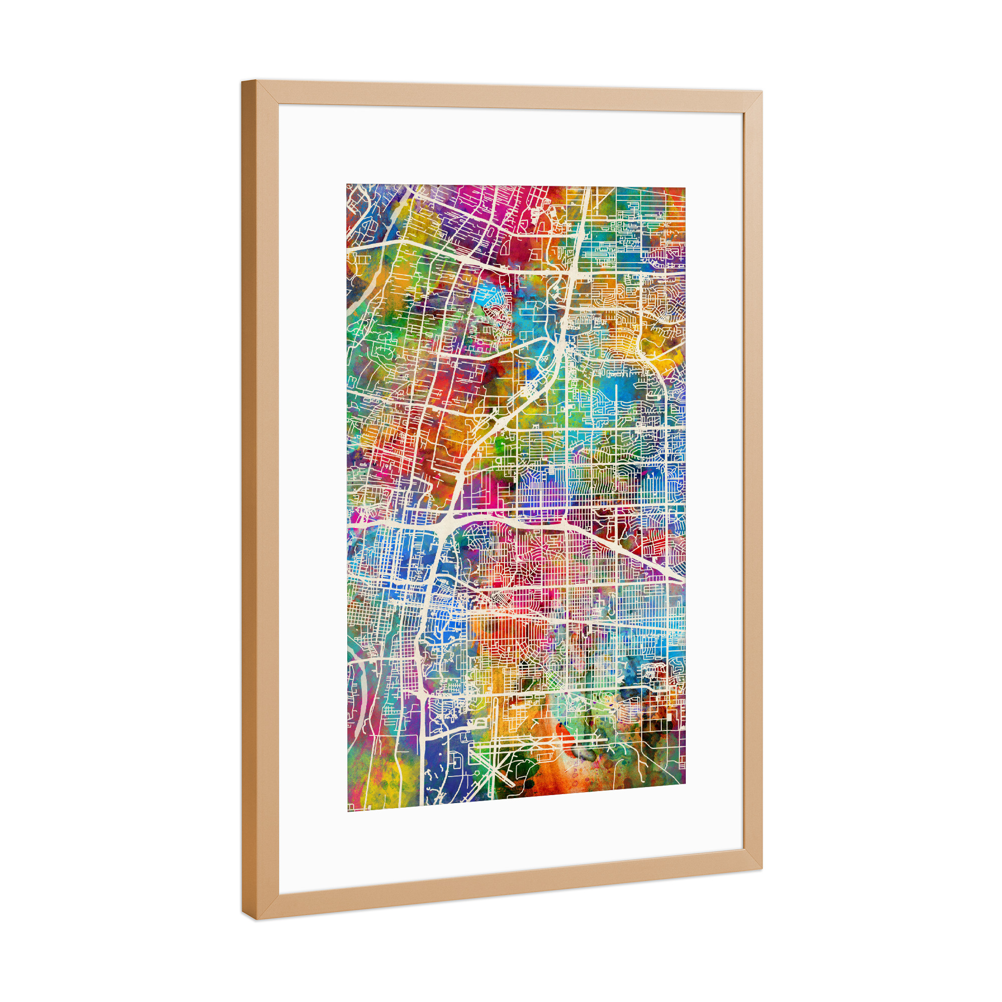 Poster mit Rahmen Kupfer "Albuquerque New Mexico City Street Map 3" artboxONE - Städte,Kartografie