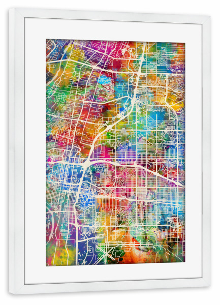 Poster mit Rahmen weiß "Albuquerque New Mexico City Street Map 3" artboxONE - Städte,Kartografie