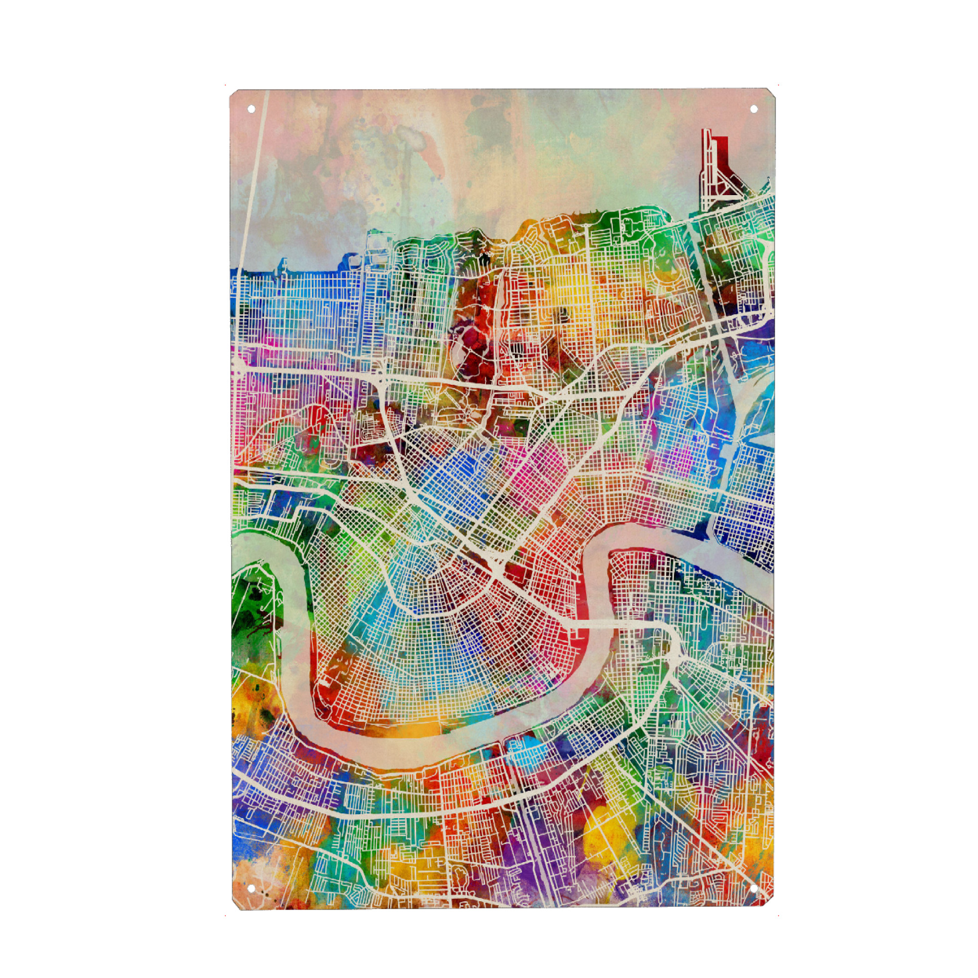 Metall Poster "New Orleans Street Map 3" artboxONE - Städte,Kartografie