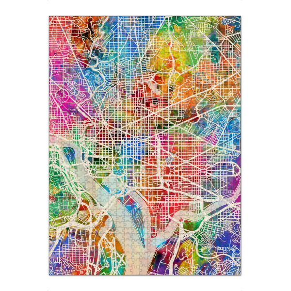 Puzzle Ravensburger "Washington DC Street Map 3" artboxONE - Städte,Städte / Washington,Kartografie