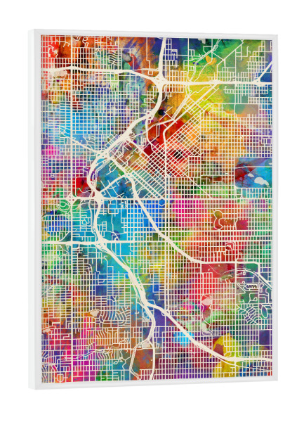 Poster mit weißem Rahmen "Denver Colorado Street Map 3" artboxONE - Städte,Kartografie
