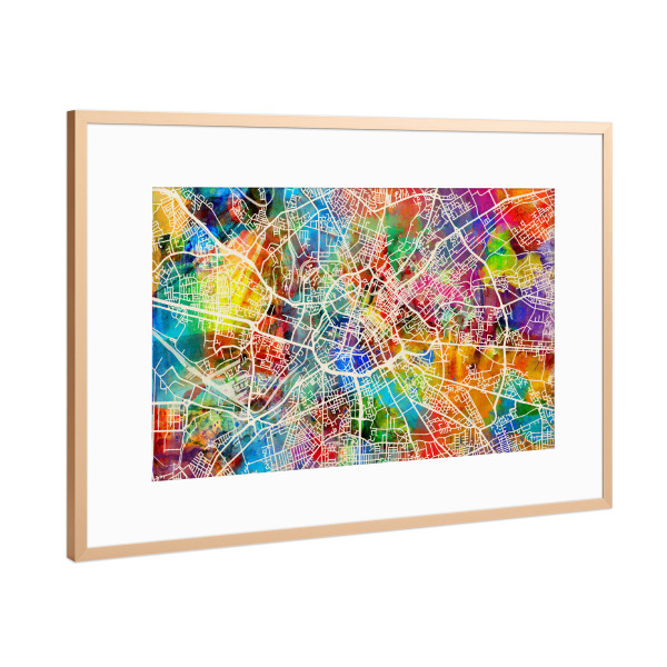 Poster mit Rahmen Kupfer "Manchester England Street Map 3" artboxONE - Städte,Kartografie