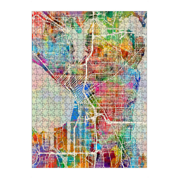 Puzzle Ravensburger "Seattle Washington Street Map 3" artboxONE - Städte,Kartografie