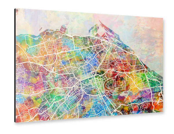 Alu-Dibond "Edinburgh Street Map 3" 30x20 cm artboxONE