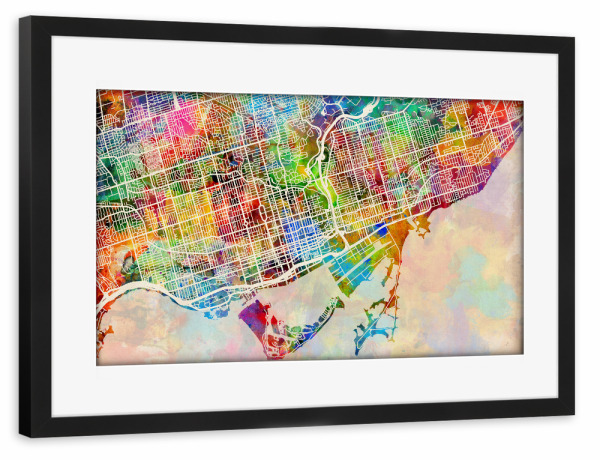 Poster mit Rahmen schwarz "Toronto Street Map 2" artboxONE - Städte,Kartografie
