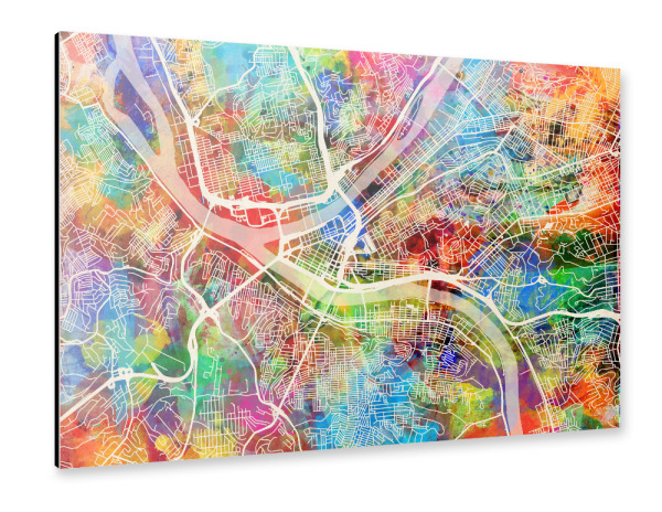 Alu-Dibond "Pittsburgh Pennsylvania Street Map 3" 30x20 cm artboxONE