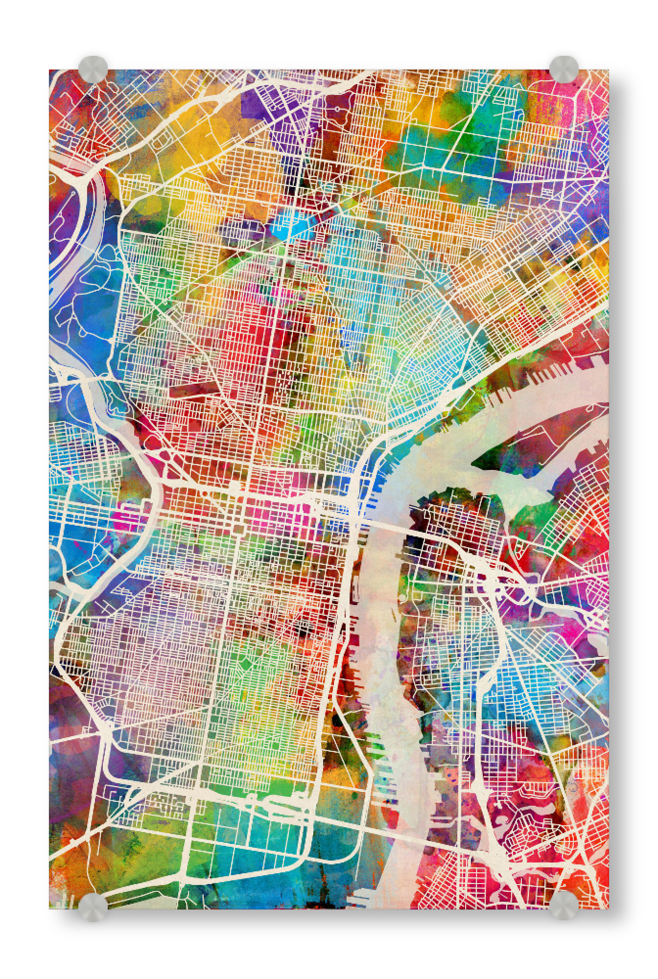 Acrylglasbild "Philadelphia Pennsylvania Street Map 3" artboxONE - Städte,Kartografie