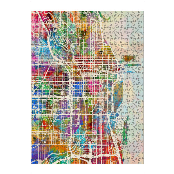artboxONE Puzzle "Chicago City Street Map 3" artboxONE - Städte,Städte / Chicago,Kartografie
