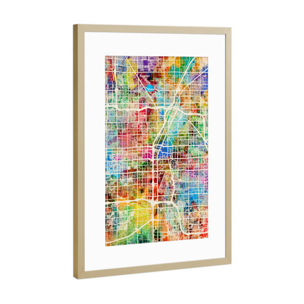 Poster mit Rahmen Gold "Las Vegas City Street Map 2" artboxONE - Städte,Städte / Las Vegas,Kartografie