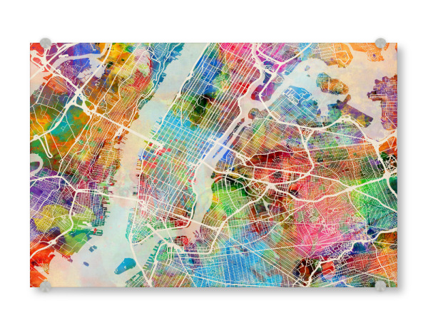 Acrylglasbild "New York City Street Map 2" artboxONE - Städte,Städte / New York,Kartografie