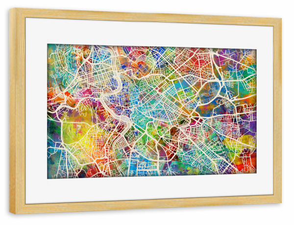 Poster mit Rahmen kiefer "Rome Italy Street Map 2" artboxONE - Städte,Städte / Rom,Kartografie