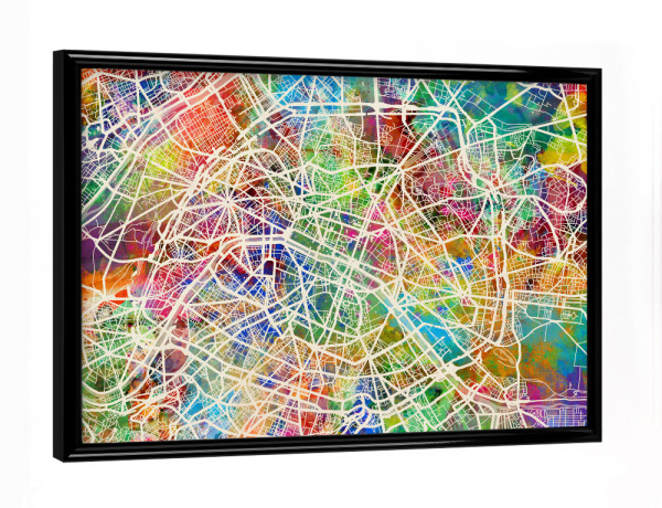 Poster mit schwarzem Rahmen "Paris France Street Map 2" artboxONE - Städte,Städte / Paris,Kartografie