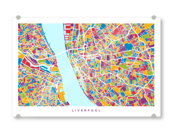 Acrylglasbild "Liverpool England Street Map 2" artboxONE - Städte,Kartografie